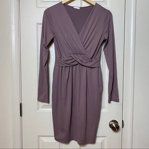 Pinkblush LS faux wrap maternity dress